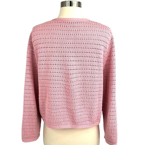 Reformation Charlotte Cardigan Sweater Pink Cotton Gold Buttons Size Large L - Picture 5 of 10
